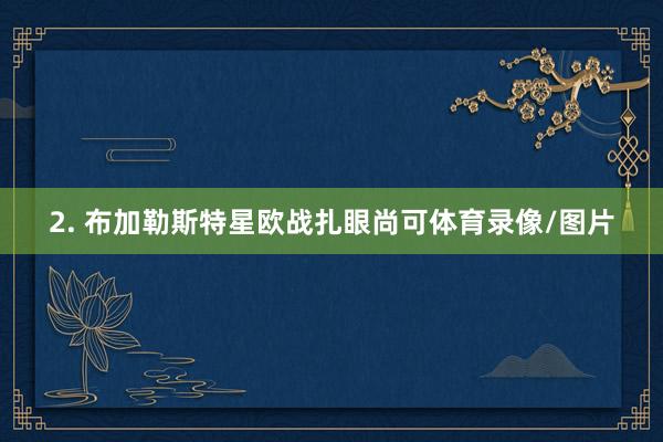 2. 布加勒斯特星欧战扎眼尚可体育录像/图片