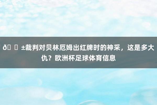 😱裁判对贝林厄姆出红牌时的神采，这是多大仇？欧洲杯足球体育信息