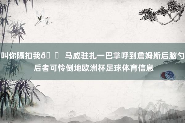 叫你隔扣我😠马威驻扎一巴掌呼到詹姆斯后脑勺 后者可怜倒地欧洲杯足球体育信息