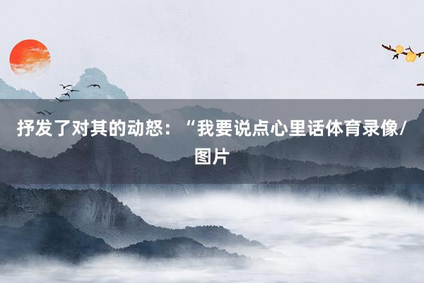 抒发了对其的动怒：“我要说点心里话体育录像/图片