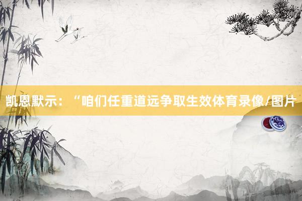 凯恩默示：“咱们任重道远争取生效体育录像/图片