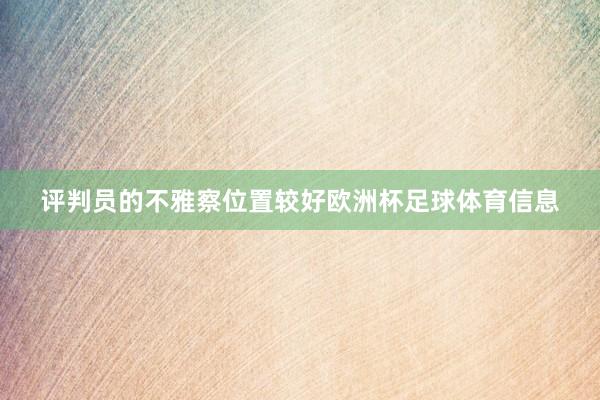 评判员的不雅察位置较好欧洲杯足球体育信息