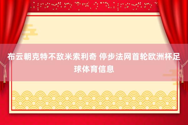 布云朝克特不敌米索利奇 停步法网首轮欧洲杯足球体育信息
