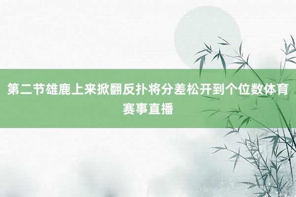 第二节雄鹿上来掀翻反扑将分差松开到个位数体育赛事直播