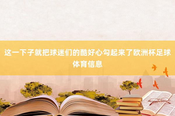 这一下子就把球迷们的酷好心勾起来了欧洲杯足球体育信息