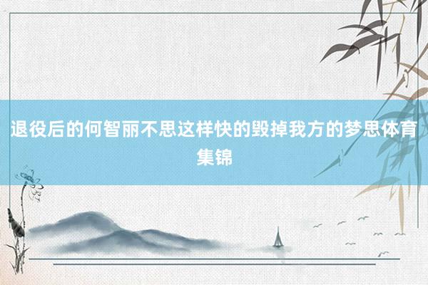 退役后的何智丽不思这样快的毁掉我方的梦思体育集锦