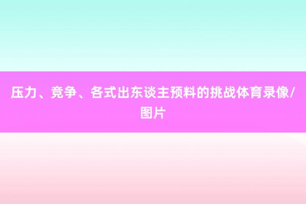 压力、竞争、各式出东谈主预料的挑战体育录像/图片